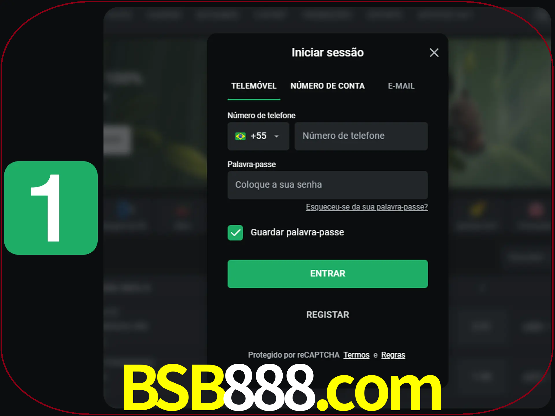 Clique no botão Entrar.